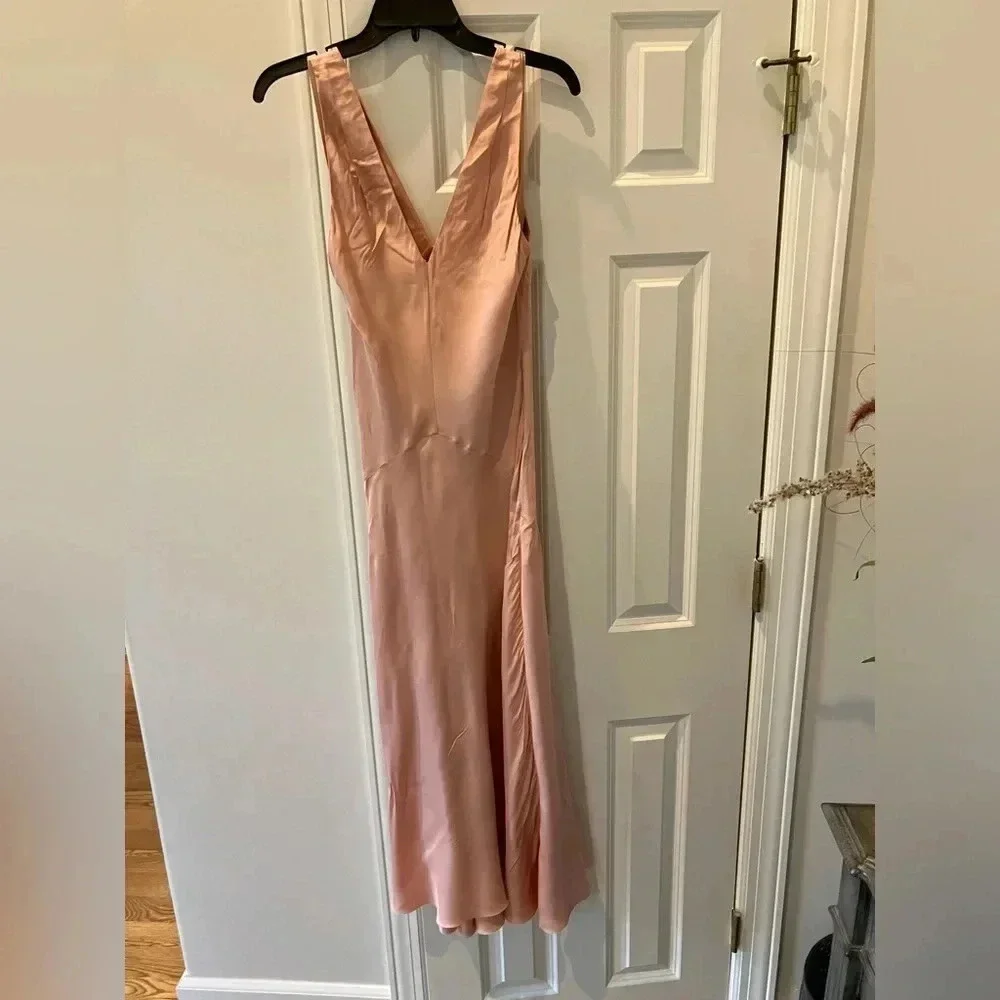 NWT FRAME Pink Clay Savannah Sleeveless Maxi Slip Dress (Small) - Picture 6 of 7